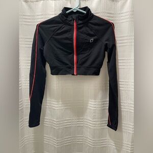 Lorna Jane long sleeve crop top black zip up